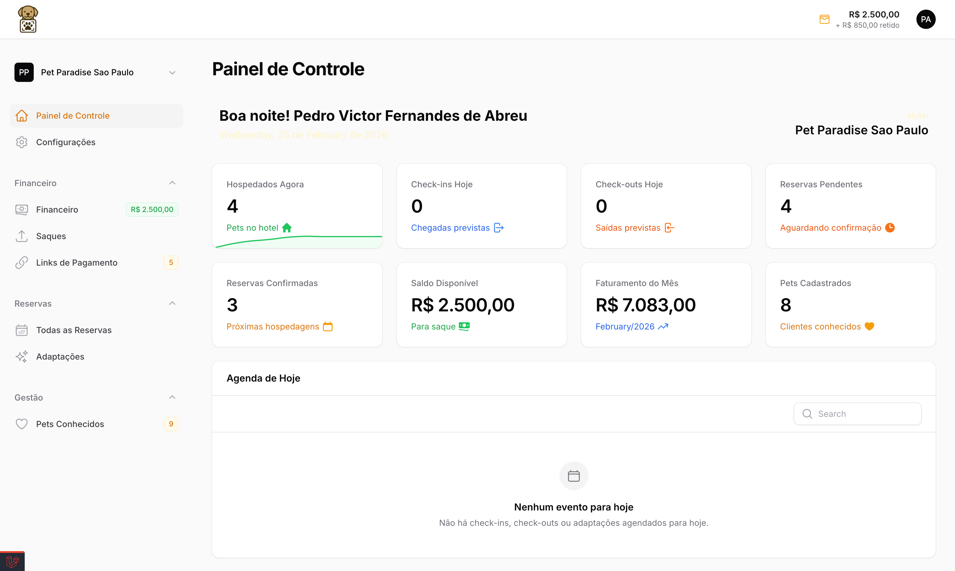 Painel Hotel Pet Petfolio