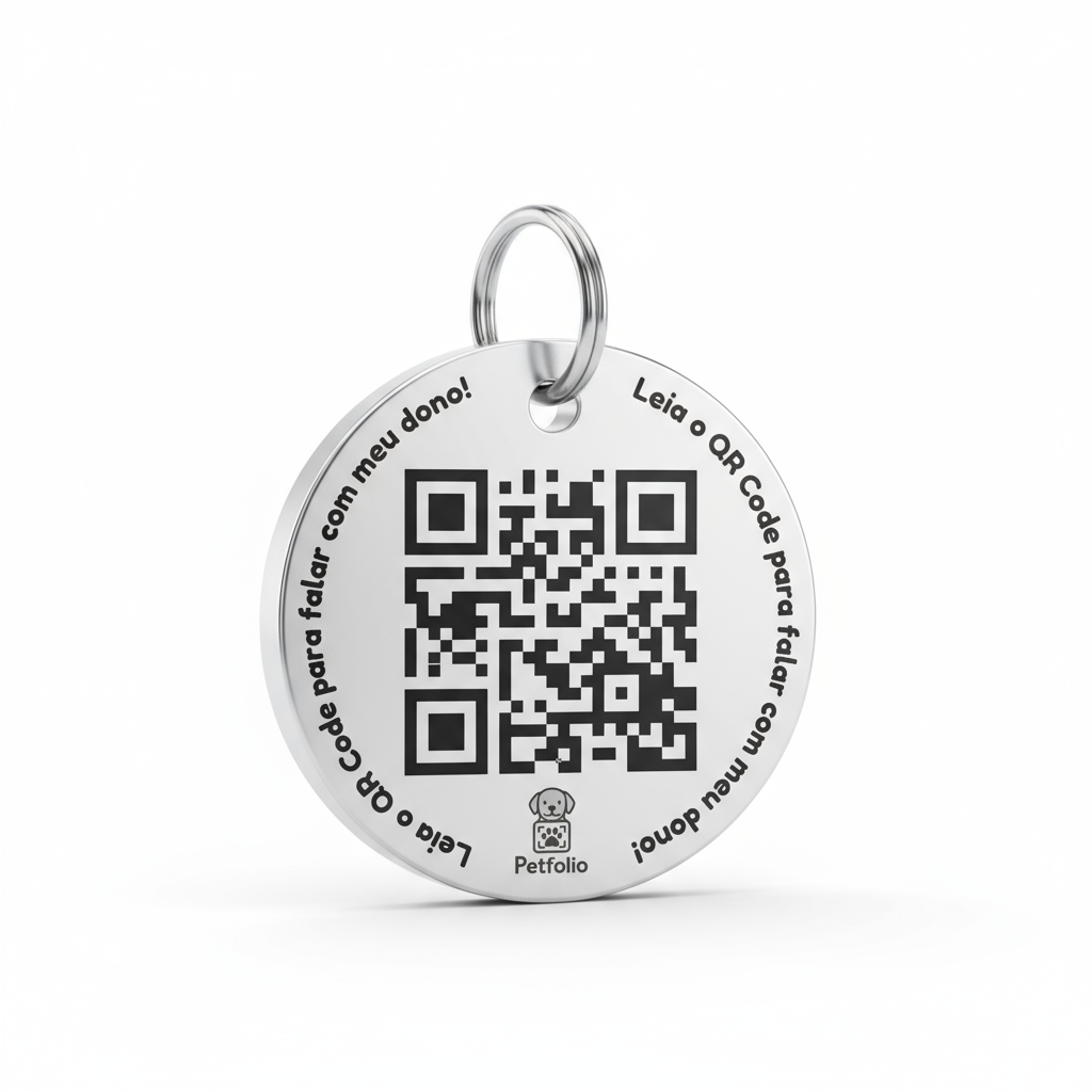 Pingente Petfolio com QR Code